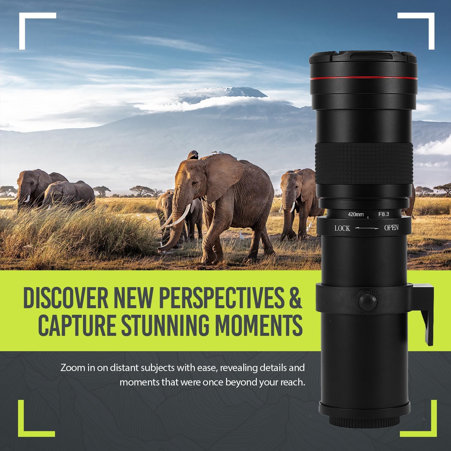 High-Power 420-1600mm f/8.3 HD Manual Telephoto Lens for Nikon D500, D600, D610, D700, D750, D800, D800e, D810, D810a, D850, D3400, D5000, D5100, D5200, D5300, D5500, D5600, D7100, D7200, D7500 DSLR - Image 7