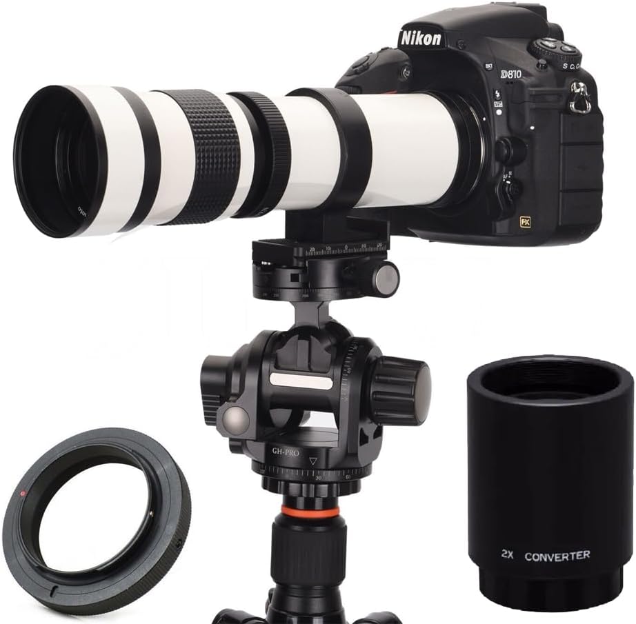 JINTU Telephoto Zoom Lens 420-1600mm f/8.3 Manual SLR Camera Lenses for Nikon D5600 D5500 D3100 D3200 D3300 D3400 D90 D5200 D5300 D7500 D7100