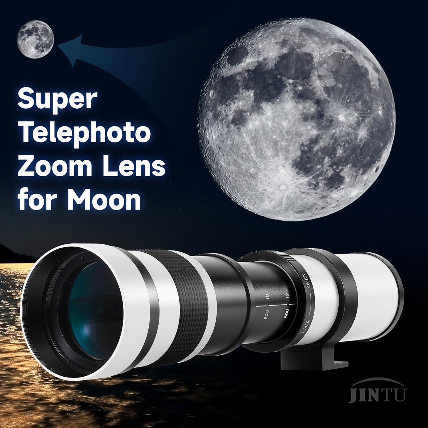 JINTU Telephoto Zoom Lens 420-1600mm f/8.3 Manual SLR Camera Lenses for Nikon D5600 D5500 D3100 D3200 D3300 D3400 D90 D5200 D5300 D7500 D7100 - Image 3