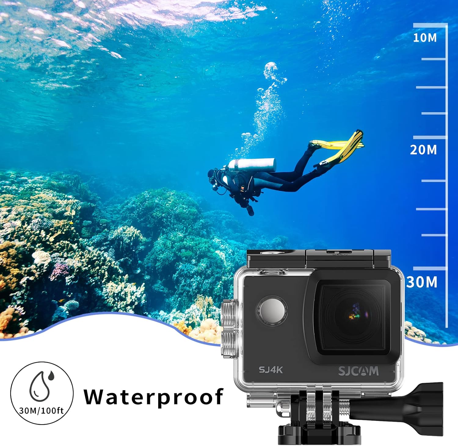 SJCAM SJ4000 Action Camera 4K, 40MP Waterproof Camera Underwater, EIS Stabilization Motorcycle Sport Camera, 170°FOV, 5X Zoom, Dual Batteries, 32G SD Card and Helmet Mount Accessories Kits - Image 5